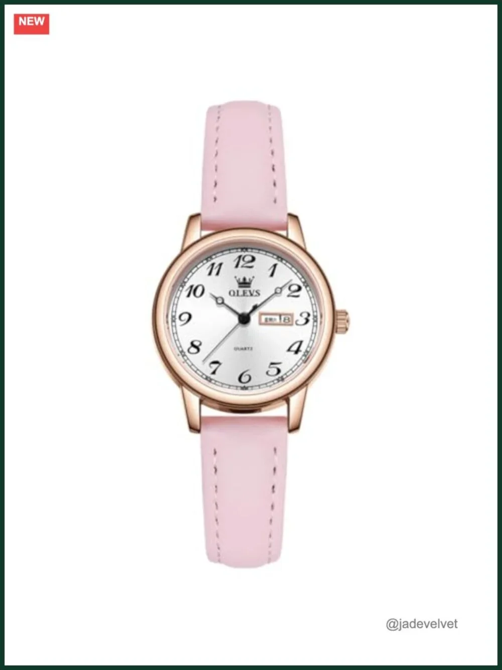 OLEVS Leather Women's Quartz Watch Waterproof Luxury Dress Mineral Crystal